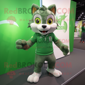 Green Lynx mascot costume character dressed with a Running Shorts and Tie pins