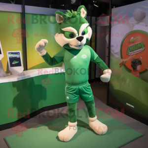 Green Lynx mascot costume character dressed with a Running Shorts and Tie pins