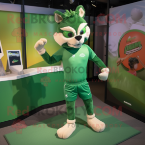 Green Lynx mascot costume character dressed with a Running Shorts and Tie pins