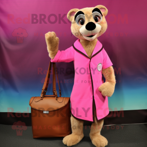 Pink Meerkat maskot kostume...