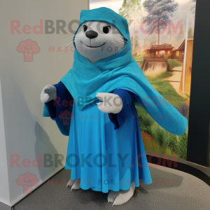 Cyan Otter mascotte kostuum...