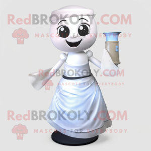 White Hourglass mascot costume character dressed with a Wrap Skirt and Ties