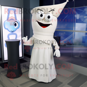 White Hourglass mascot costume character dressed with a Wrap Skirt and Ties