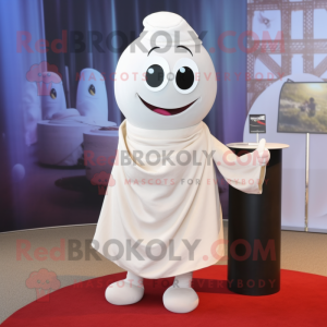 White Hourglass mascot costume character dressed with a Wrap Skirt and Ties