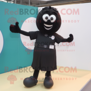 Black Handball Ball mascot costume character dressed with a Sheath Dress and Belts