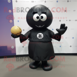 Black Handball Ball mascot costume character dressed with a Sheath Dress and Belts