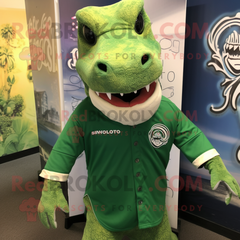 Green Komodo Dragon mascot costume character dressed with a Henley Tee and Ties Green Komodo Dragon mascot costume character dressed with a Henley Tee and Ties