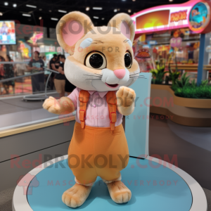 Peach Dormouse mascot costume character dressed with a Button-Up Shirt and Anklets