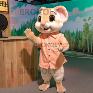 Peach Dormouse mascot costume character dressed with a Button-Up Shirt and Anklets