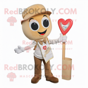 Tan Arrow Of Love mascot costume character dressed with a Flare Jeans and Tie pins