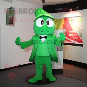 Green Ray mascot costume character dressed with a Suit Pants and Scarf clips