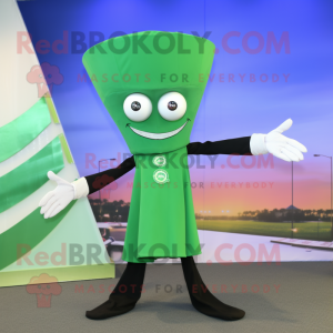 Green Ray mascot costume character dressed with a Suit Pants and Scarf clips