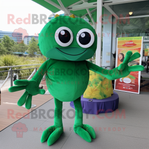 Forest Green Crab Cakes mascot costume character dressed with a Bikini and Scarf clips