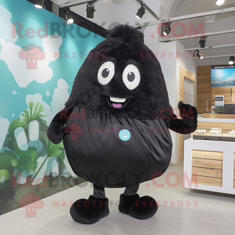 Black Potato mascot costume character dressed with a Romper and Cummerbunds