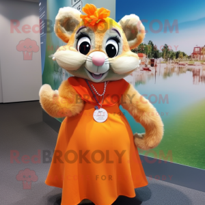 Orange Dormus maskot kostym...