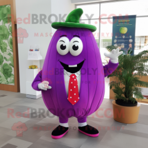 Purple Watermelon mascot costume character dressed with a Dress Shirt and Rings