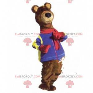 Brown bear mascot, brown winter teddy bear costume -