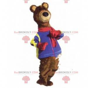 Mascotte d'ours marron, costume de nounours d'hiver marron -