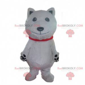 Mascote de urso polar, fantasia de cachorro branco, disfarce