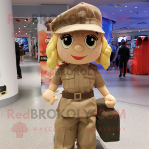 Beige Soldier maskot drakt...