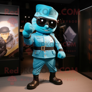 Cyan-Soldat Maskottchen...