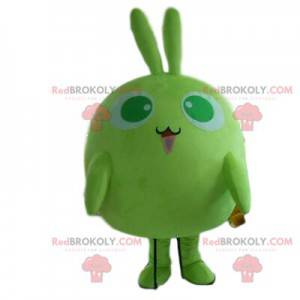 Mascote de coelho verde, fantasia de monstrinho redondo -