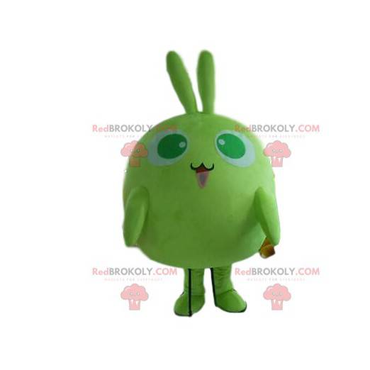 Mascotte coniglio verde, piccolo costume da mostro rotondo -