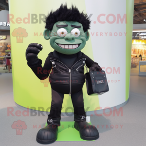 Black Frankenstein mascot costume character dressed with a Jeggings and Wallets