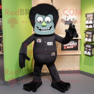 Black Frankenstein mascot costume character dressed with a Jeggings and Wallets