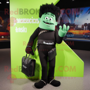 Black Frankenstein mascot costume character dressed with a Jeggings and Wallets