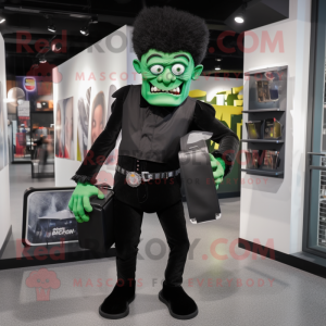 Black Frankenstein mascot costume character dressed with a Jeggings and Wallets