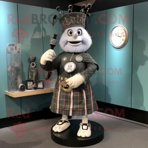 Gray Bagpipe mascot costume character dressed with a Sheath Dress and Bracelet watches