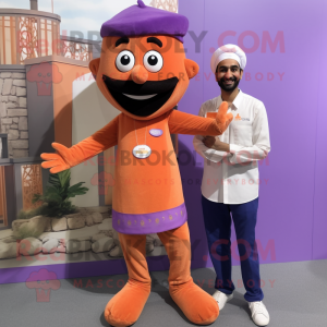 Lavender Tikka Masala mascot costume character dressed with a Chinos and Cummerbunds