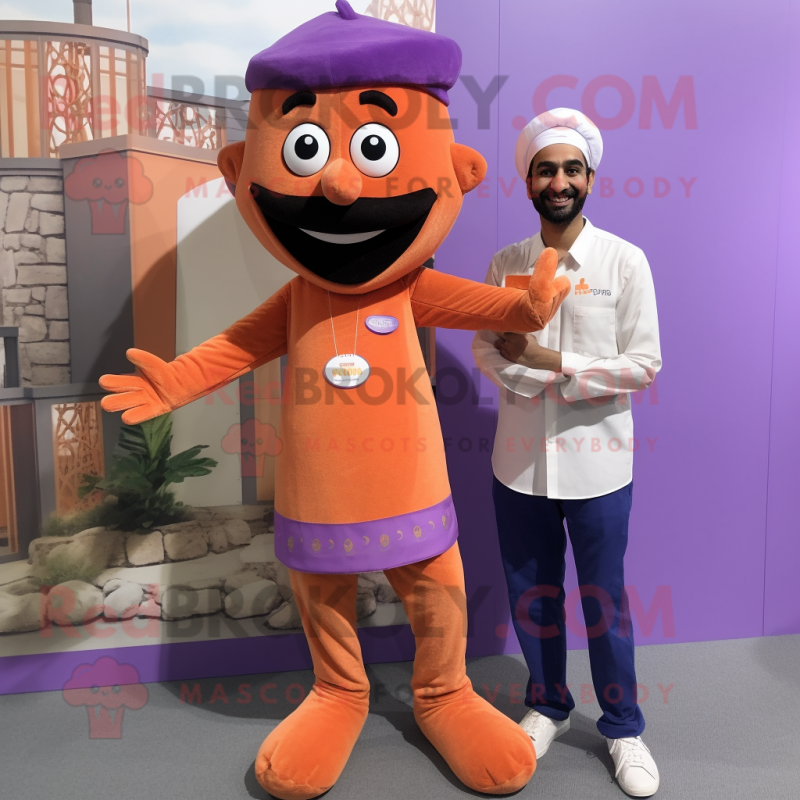 Lavender Tikka Masala mascot costume character dressed with a Chinos and Cummerbunds Lavender Tikka Masala mascot costume character dressed with a Chinos and Cummerbunds