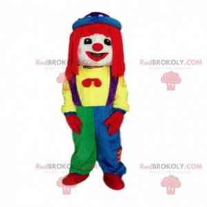 Mascotte de clown multicolore, costume de spectacles -