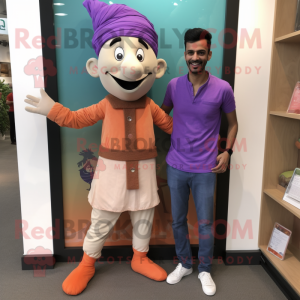 Lavender Tikka Masala mascot costume character dressed with a Chinos and Cummerbunds