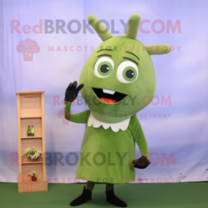 Olive Phone mascot costume character dressed with a Sheath Dress and Hairpins