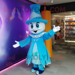 Cyan Magician maskot kostym...