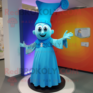 Cyan Magician maskot kostym...