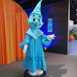 Cyan Magician mascot costume character dressed with a Dress and Headbands