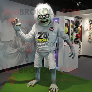 Sølv Zombie maskot kostume...