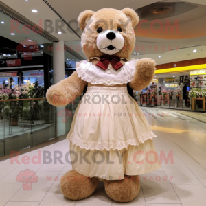 Beige bamse maskot kostume...