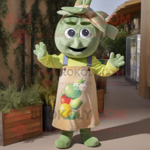 Olive Rainbow mascot costume character dressed with a Dungarees and Earrings