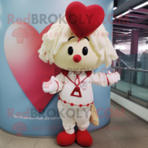 Cream Arrow Of Love mascot costume character dressed with a Poplin Shirt and Necklaces