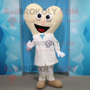 Cream Arrow Of Love mascot costume character dressed with a Poplin Shirt and Necklaces