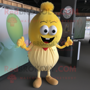 Yellow Onion mascot costume character dressed with a Henley Shirt and Cufflinks