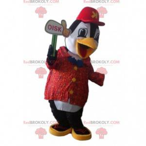 Mascotte de pingouin noir et blanc, costume de manchot -