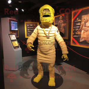 Gul Mummy maskot kostym...