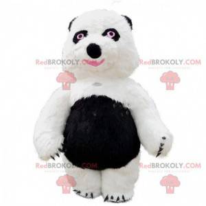 Mascotte de gros nounours blanc et noir, costume panda -