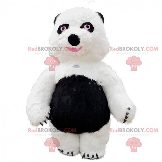 Big white and black teddy bear mascot, panda costume -